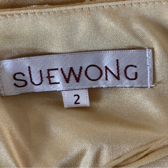 Sue Wong Embroidered Yellow Silk Cocktail Dress | Size 2 - Picture 7 of 9
